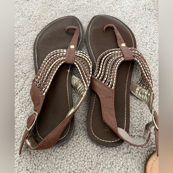 Merona Brown Gold Braided Boho Strappy Flat Sandals Women’s 11 - Picture 9 of 10